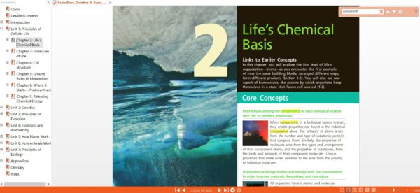 Screenshot of Biology Concepts and Applications 10e PDF (chapter 2)