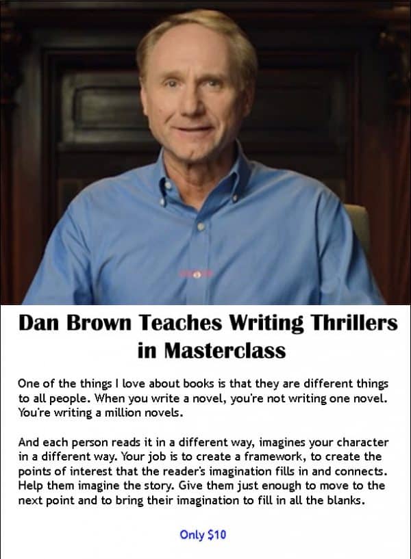 dan brown writing thrillers masterclass