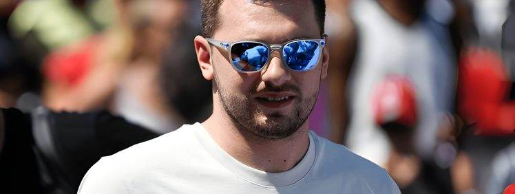 Slovenian basketball player of the Dallas Mavericks Luka Doncic in glasses